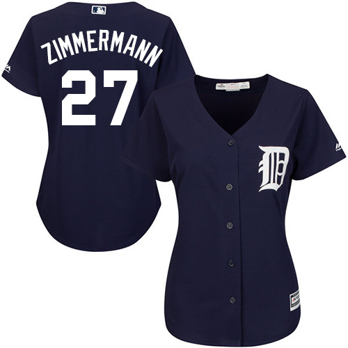 Tigers #27 Jordan Zimmermann Navy Blue Alternate Women's Stitched MLB Jersey - Click Image to Close